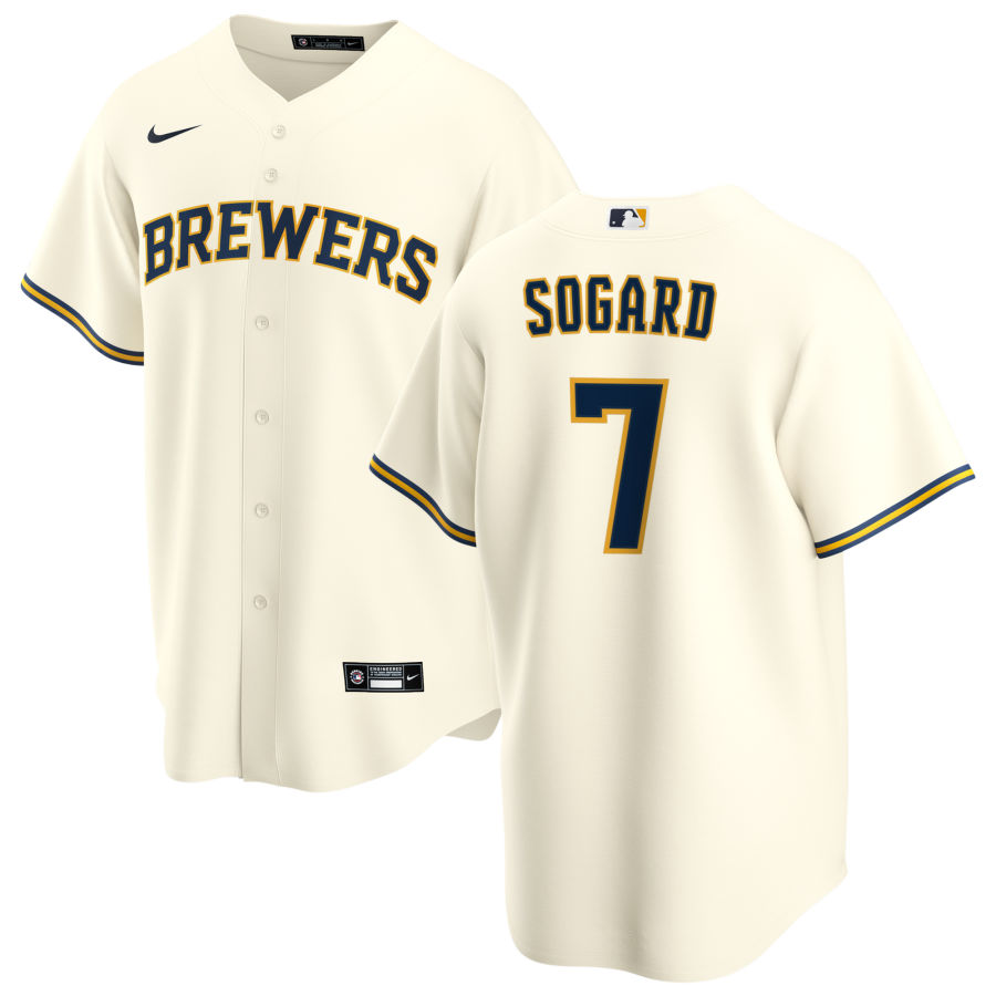 Nike Men #7 Eric Sogard Milwaukee Brewers Baseball Jerseys Sale-Cream
